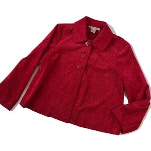 Roomy Red Corduroy Jacket with 🌹 Sz L